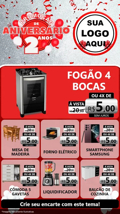 Modelo de Rede Social para Stories com o tema Promoção de Aniversário - 2 Anos para Móveis e Eletro