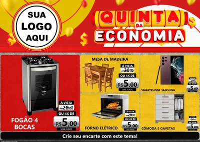 Modelo de Encarte para Encarte A4 Horizontal com o tema Quinta da Economia para Móveis e Eletro