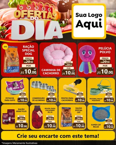 Modelo de Rede Social para Feed Instagram com o tema Ofertas do Dia para Pet Shop