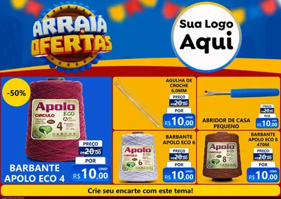 Modelo de Encarte para Encarte A4 Horizontal com o tema Arraiá de Ofertas - Junina para Armarinho e Aviamentos