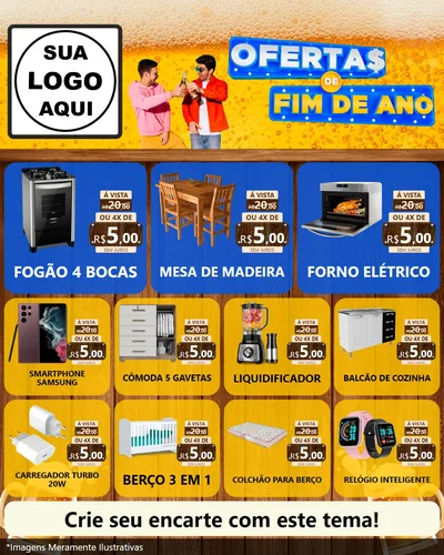 Modelo de Rede Social para Feed Instagram com o tema Ofertas de Fim de Ano para Móveis e Eletro
