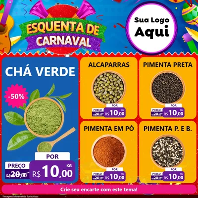 Modelo de Rede Social para Feed Facebook com o tema Esquenta de Carnaval para Produtos Naturais