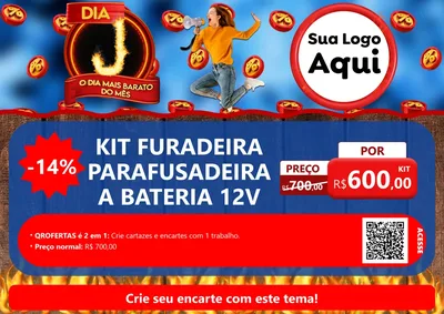 Modelo de Cartaz para Cartaz A4 Horizontal com o tema Dia J - O Dia Mais Barato Do Mês para Maquinas e Ferramentas