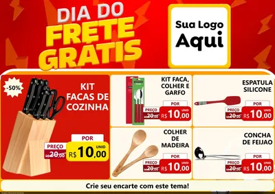 Modelo de Encarte para Encarte A4 Horizontal com o tema Dia do Frete Grátis para Utilidades Domésticas