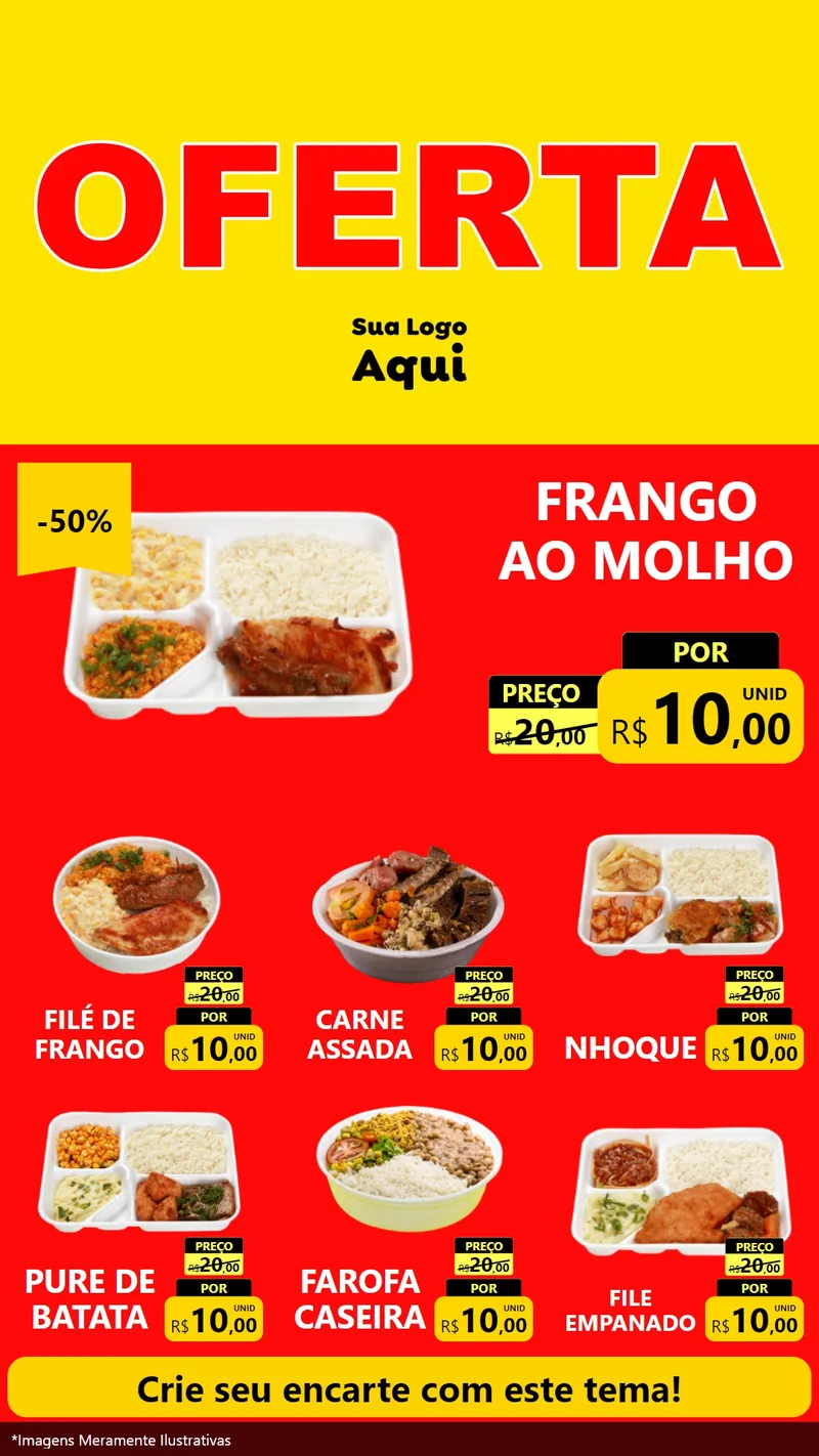 Modelo de Rede Social para Stories com o tema OFERTA - Vermelho Cartaz para Restaurante