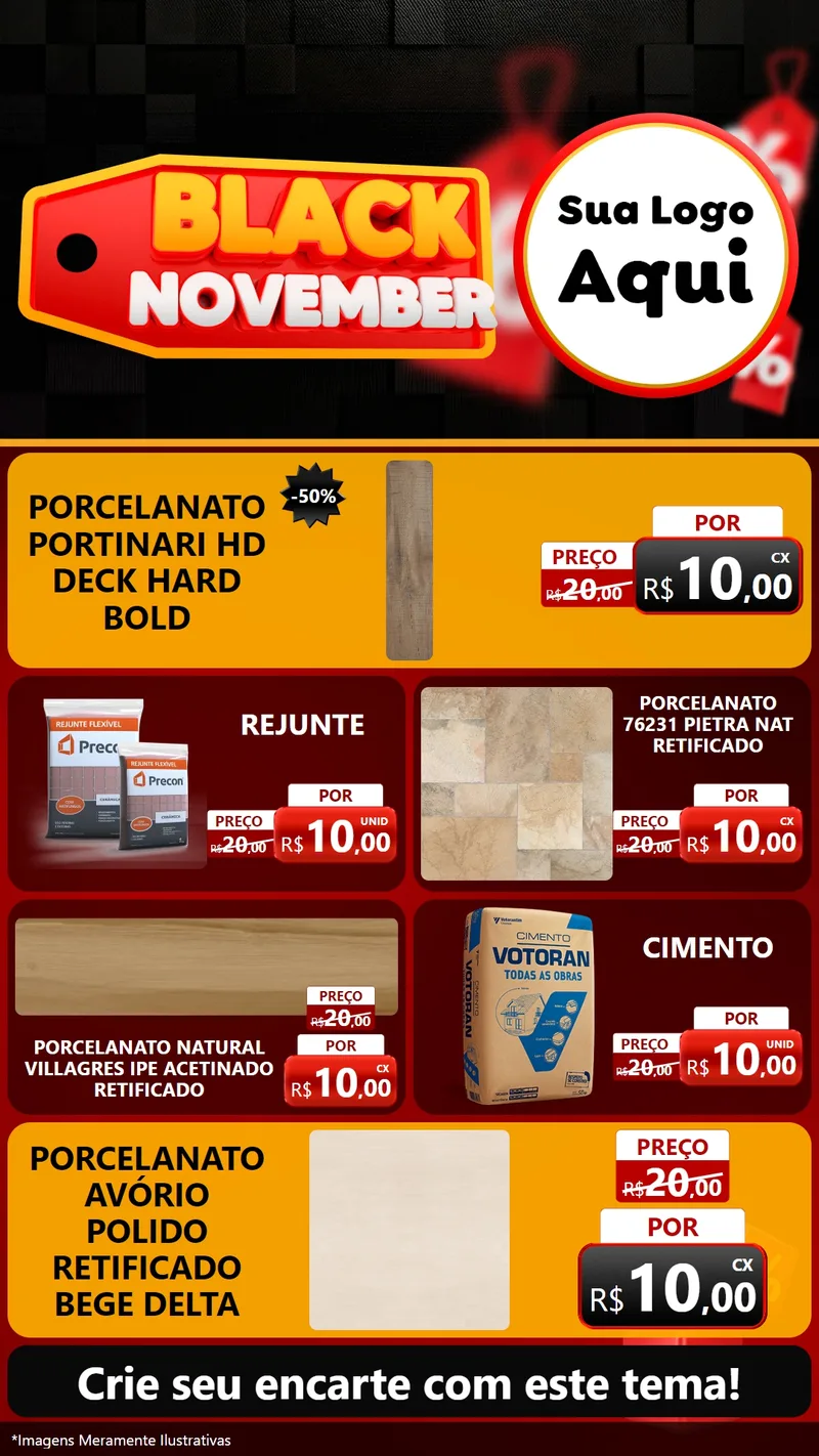 Modelo de TV para TV Vertical com o tema Black November para Pisos e revestimentos