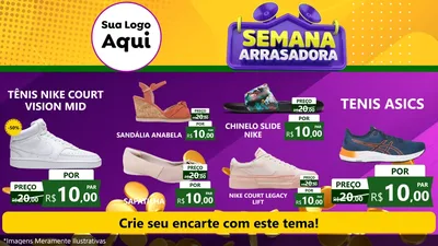 Modelo de TV para TV Horizontal com o tema Semana Arrasadora para Calçados