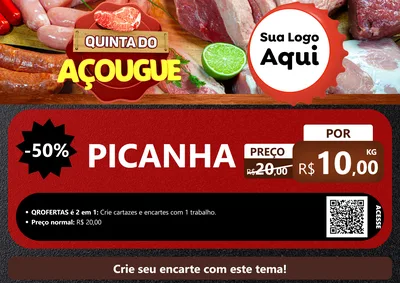 Modelo de Cartaz para Cartaz A4 Horizontal com o tema Quinta do Açougue para Açougue