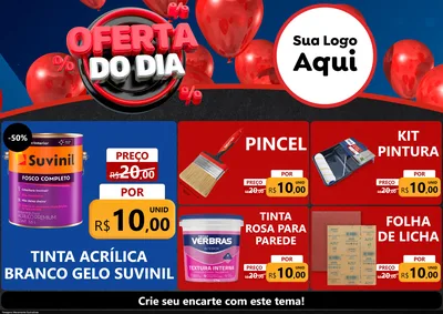 Modelo de Encarte para Encarte A4 Horizontal com o tema Oferta do Dia para Tintas e Ferramentas