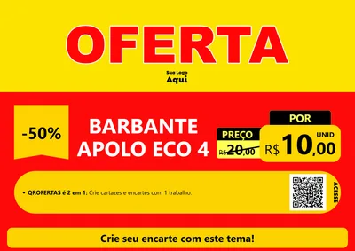 Modelo de Cartaz para Cartaz A4 Horizontal com o tema OFERTA - Vermelho Cartaz para Armarinho e Aviamentos