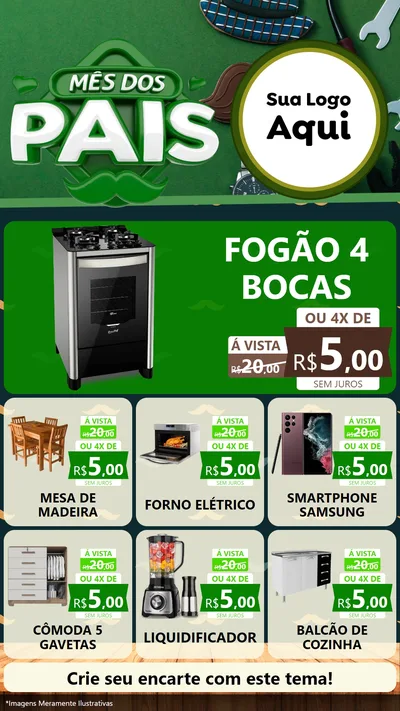 Modelo de Rede Social para Stories com o tema Mês dos Pais para Móveis e Eletro