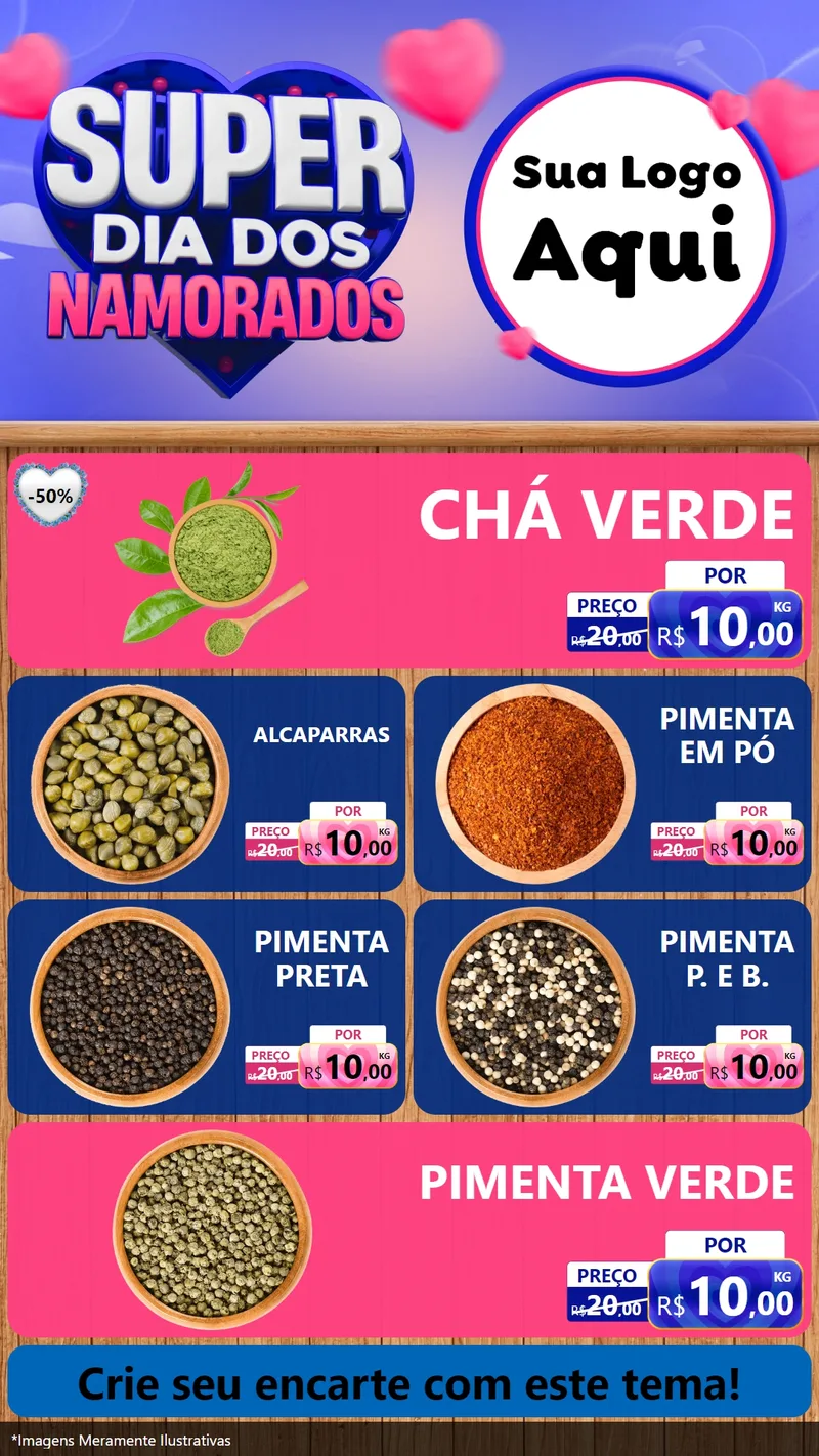 Modelo de TV para TV Vertical com o tema Super Dia dos Namorados para Produtos Naturais