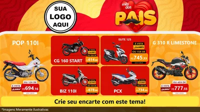 Modelo de TV para TV Horizontal com o tema Mês Dos Pais para Concessionaria de Motos