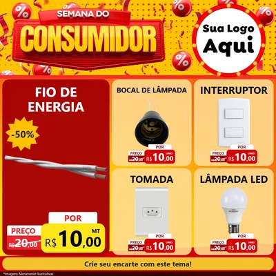 Modelo de Rede Social para Feed Facebook com o tema Semana do Consumidor para Materiais Elétricos