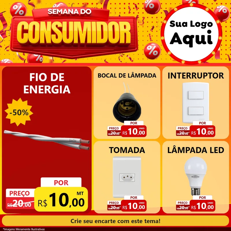 Modelo de Rede Social para Feed Facebook com o tema Semana do Consumidor para Materiais Elétricos
