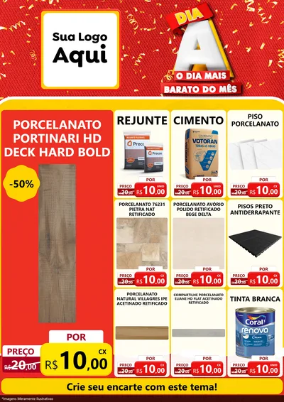 Modelo de Encarte para Encarte A4 Vertical com o tema Dia A o Dia Mais Barato do Mês para Pisos e revestimentos