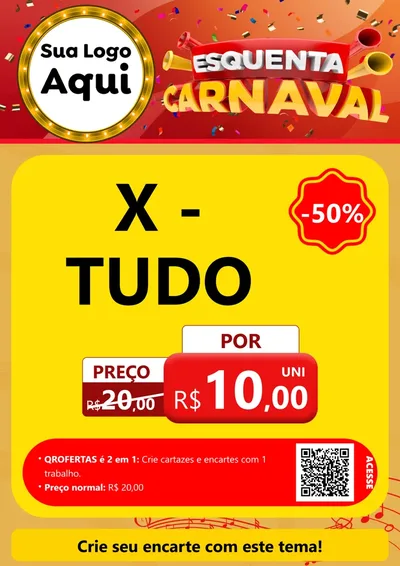 Modelo de Cartaz para Cartaz A4 Vertical com o tema Esquenta Carnaval para Hamburgueria