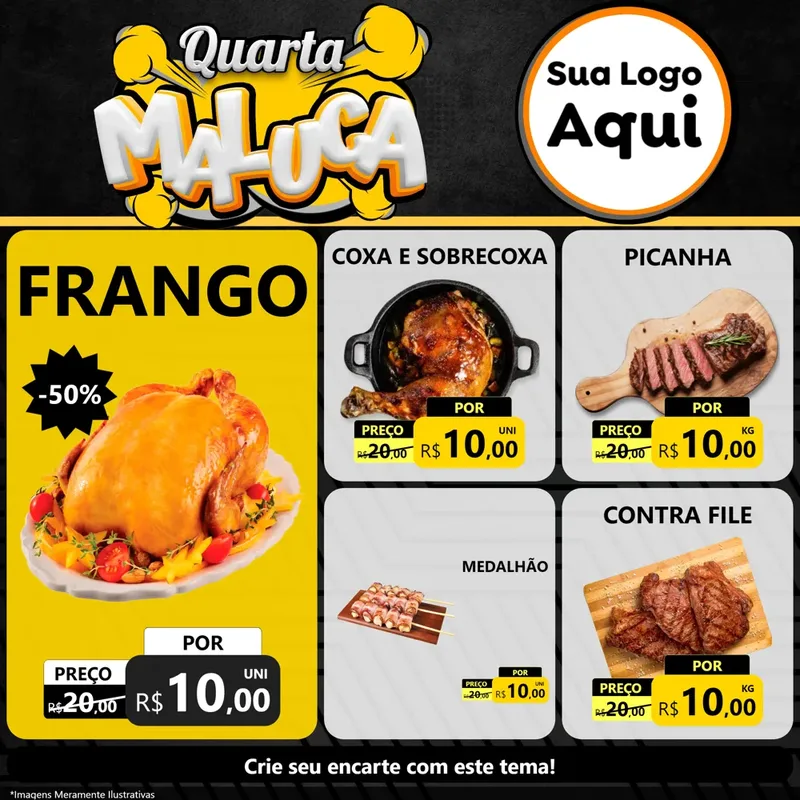Modelo de Rede Social para Feed Facebook com o tema Quarta Maluca para Assados