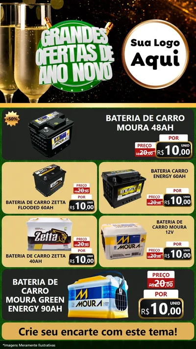 Modelo de TV para TV Vertical com o tema Grandes Ofertas de Ano Novo para Baterias Elétricas