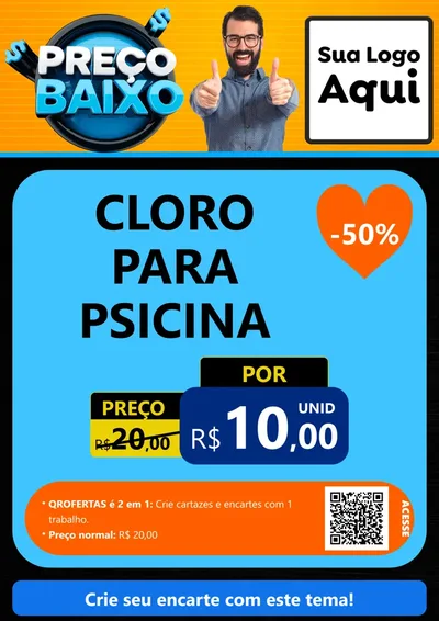 Modelo de Cartaz para Cartaz A4 Vertical com o tema Preço Baixo para Produtos para Piscina