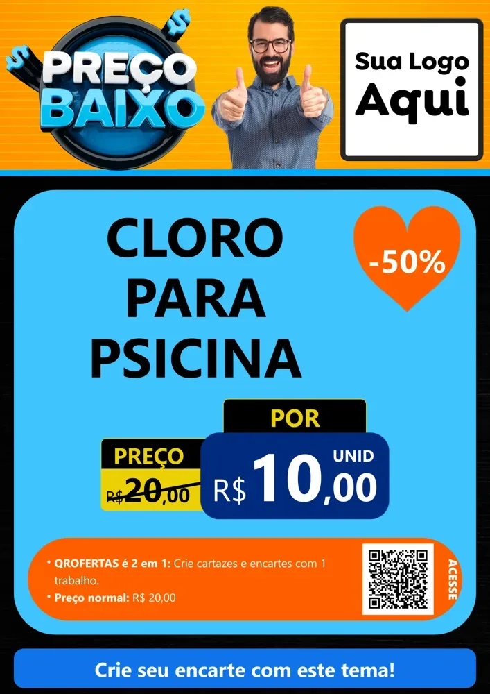 Modelo de Cartaz para Cartaz A4 Vertical com o tema Preço Baixo para Produtos para Piscina