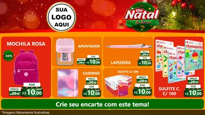 Modelo de TV para TV Horizontal com o tema Um Natal de Ofertas para Papelaria