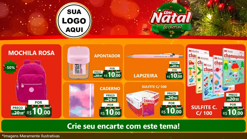 Modelo de TV para TV Horizontal com o tema Um Natal de Ofertas para Papelaria