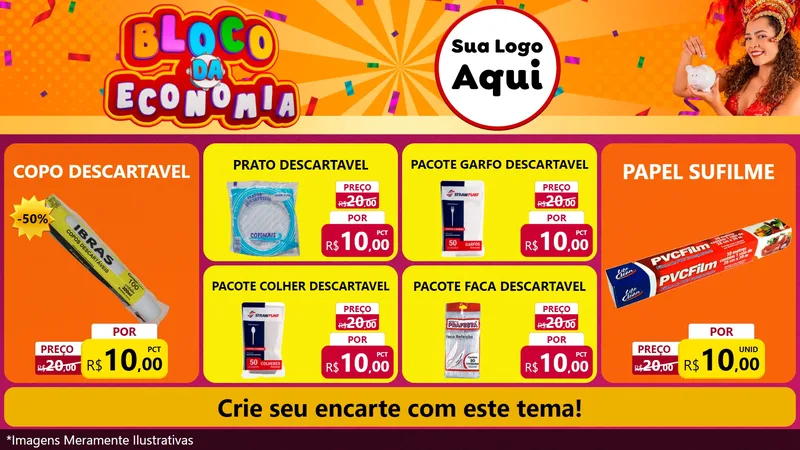 Modelo de TV para TV Horizontal com o tema Bloco da Economia para Embalagens