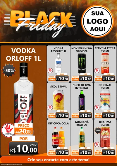 Modelo de Encarte para Encarte A4 Vertical com o tema Black Friday para Distribuidora de bebidas