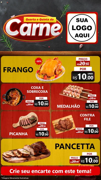 Modelo de TV para TV Vertical com o tema Quarta e Quinta da Carne para Assados