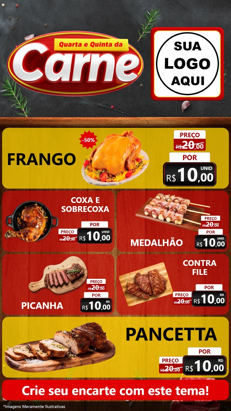 Modelo de TV para TV Vertical com o tema Quarta e Quinta da Carne para Assados