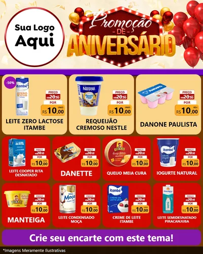 Modelo de Rede Social para Feed Instagram com o tema Promoção de Aniversário para Frios e Laticínios