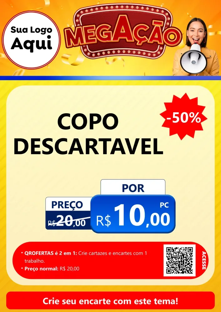 Modelo de Cartaz para Cartaz A4 Vertical com o tema Mega Ação para Embalagens