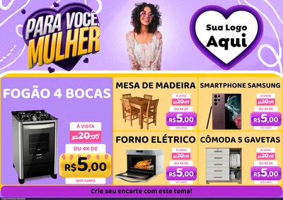 Modelo de Encarte para Encarte A4 Horizontal com o tema Para Você, Mulher para Móveis e Eletro