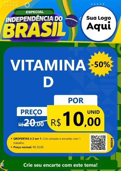 Modelo de Cartaz para Cartaz A4 Vertical com o tema Especial Independência do Brasil para Farmácia