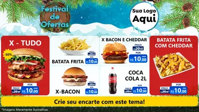Modelo de TV para TV Horizontal com o tema Festival de Ofertas - Inverno para Hamburgueria