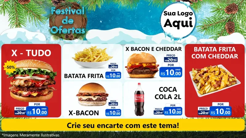 Modelo de TV para TV Horizontal com o tema Festival de Ofertas - Inverno para Hamburgueria