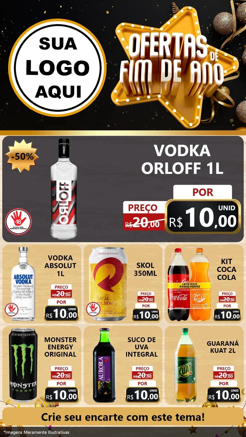 Modelo de Rede Social para Stories com o tema Ofertas de Fim de Ano para Distribuidora de bebidas