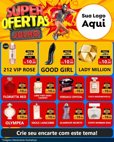 Modelo de Rede Social para Feed Instagram com o tema Super Ofertas Julho para Perfumes