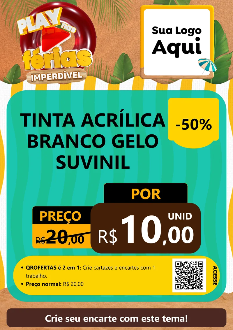 Modelo de Cartaz para Cartaz A4 Vertical com o tema Play Nas Férias Imperdível para Tintas e Ferramentas