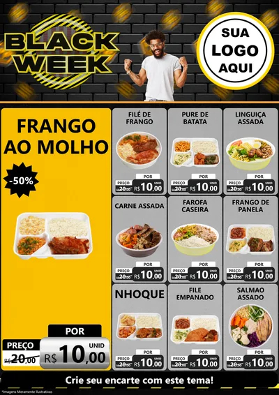 Modelo de Encarte para Encarte A4 Vertical com o tema Black Week para Restaurante