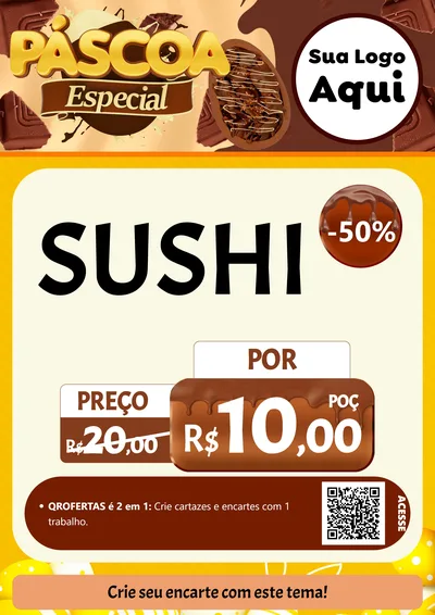 Modelo de Cartaz para Cartaz A4 Vertical com o tema Páscoa Especial para Comida japonesa
