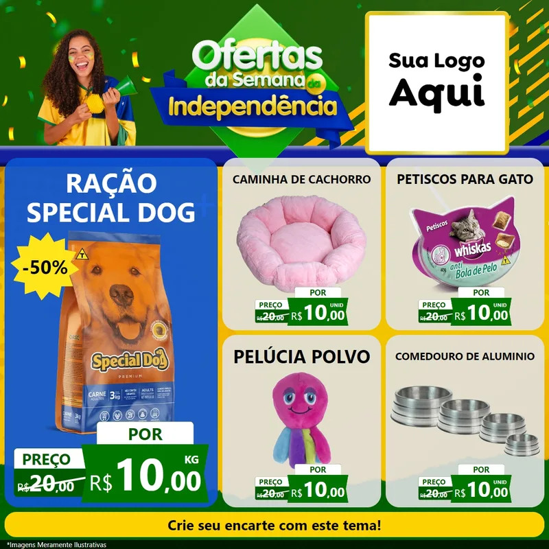Modelo de Rede Social para Feed Facebook com o tema Ofertas da Semana da Independência para Pet Shop