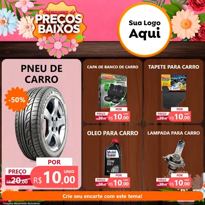 Modelo de Rede Social para Feed Facebook com o tema Primavera de Preços Baixos para Auto peças