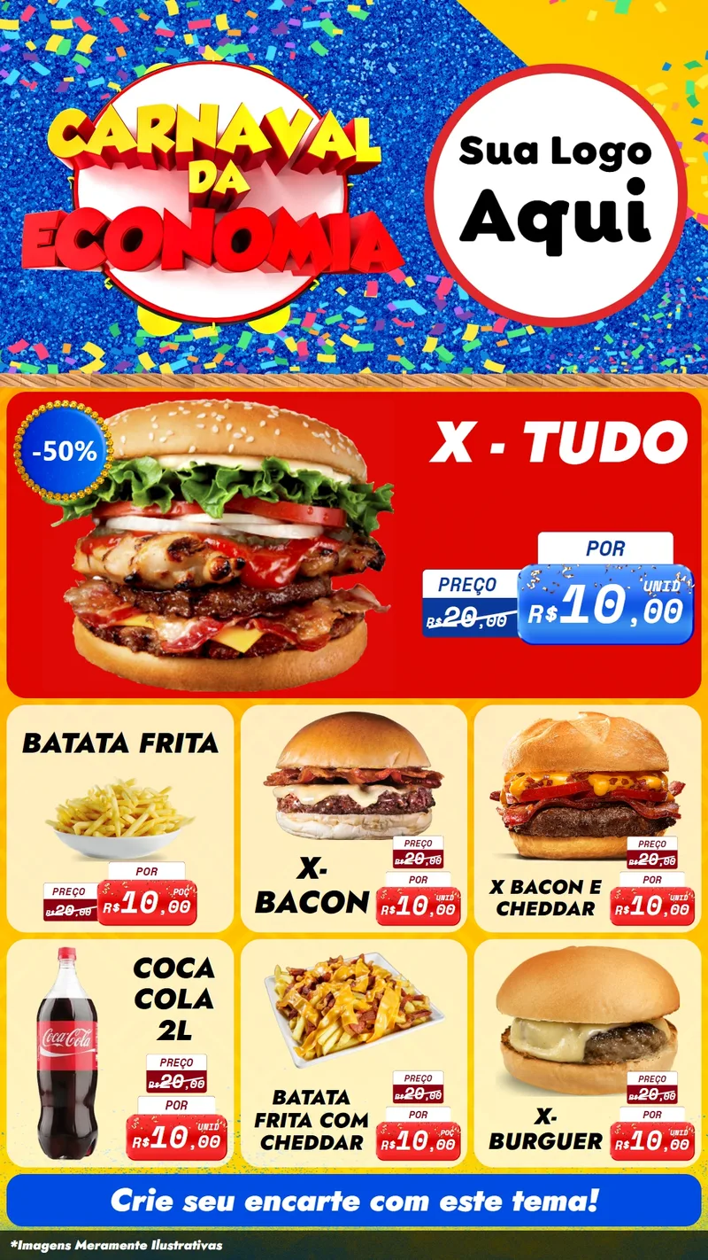 Modelo de Rede Social para Stories com o tema Carnaval da Economia para Hamburgueria