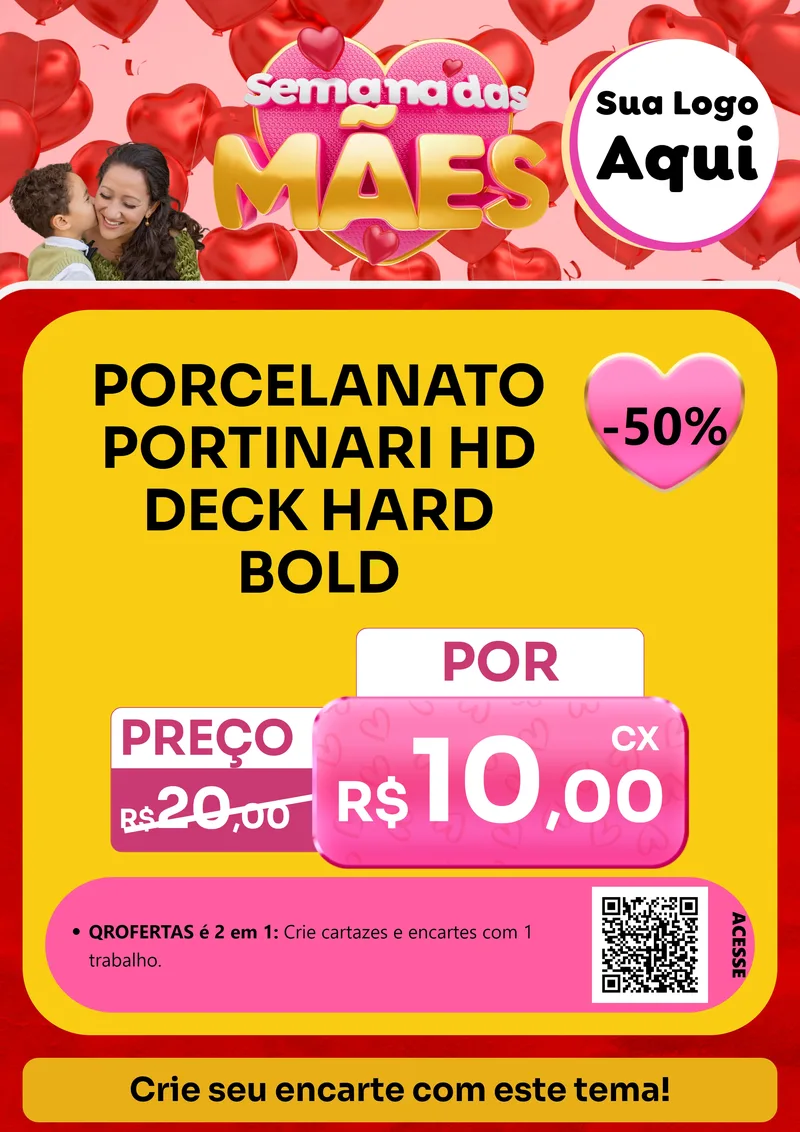 Modelo de Cartaz para Cartaz A4 Vertical com o tema Semana Das Mães para Pisos e revestimentos