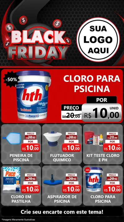 Modelo de Rede Social para Stories com o tema Black Friday para Produtos para Piscina