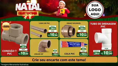 Modelo de TV para TV Horizontal com o tema Natal da Economia para Tubos e conexões