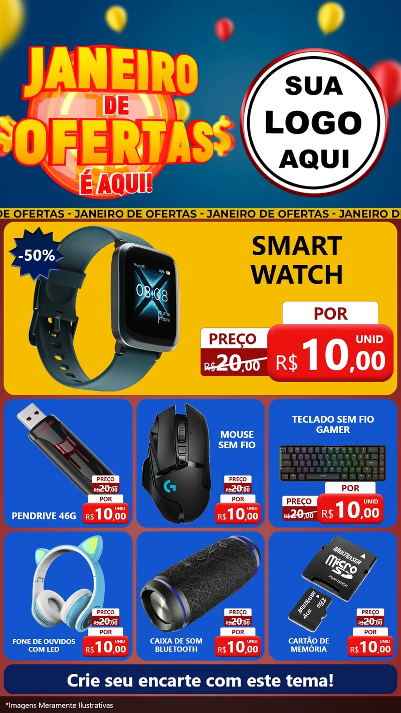 Modelo de Rede Social para Stories com o tema Janeiro de Ofertas É Aqui! para Informática