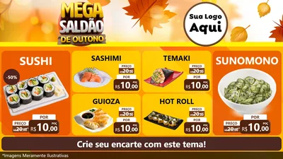 Modelo de TV para TV Horizontal com o tema Mega Saldão de Outono para Comida japonesa